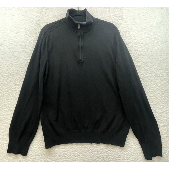 Banana Republic Sweater Mens Extra Large Black 1/2 Zip Silk Cotton